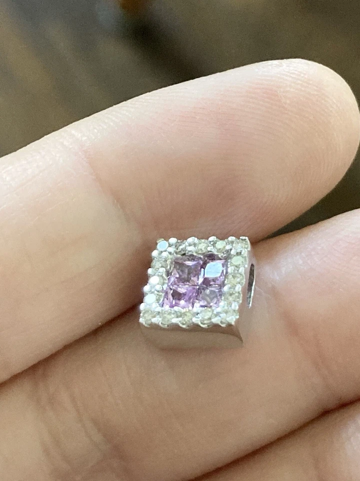 Dije Colgante Topacio Blanco Espinela Rosa Natural Oro Blanco Sólido 14k Foto 3 de 4