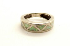 VINTAGE STERLING ABALONE INLAID MEXICAN RING SIZE 4 5/8 