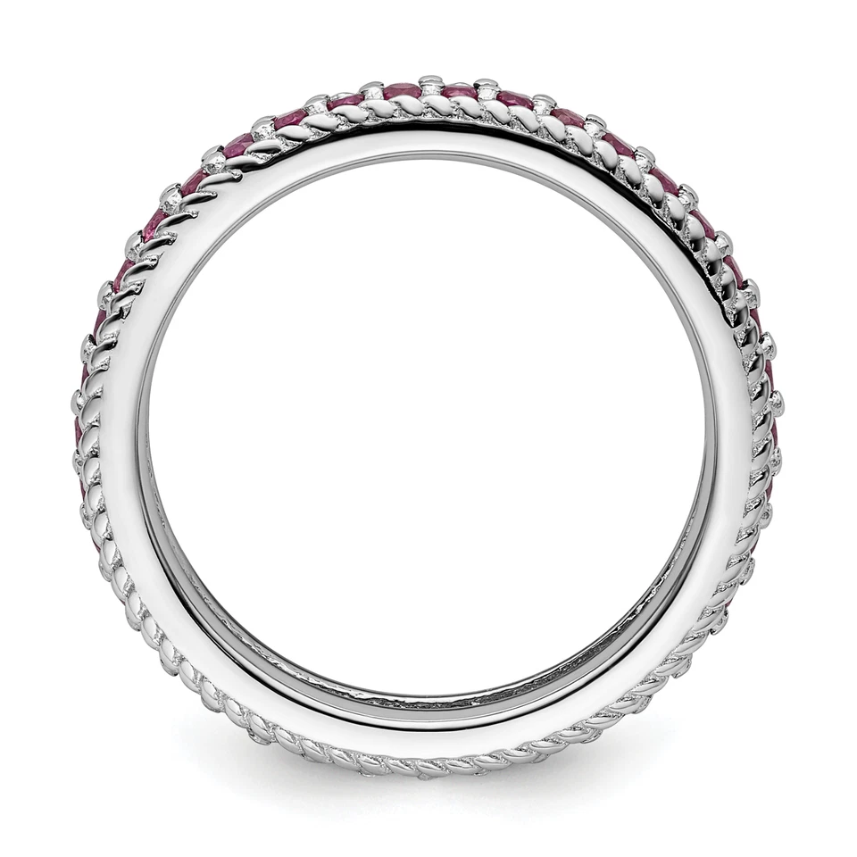 Silver Stackable Expressions Polished Created Ruby Eternity Ring QSK572 - Image 2 of 4