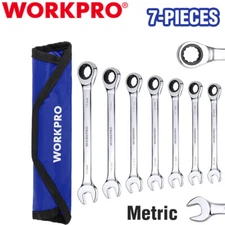 WORKPRO 7PC Ratcheting Combination Wrench Set 12 Point Combo Ratchet Wrench Set
