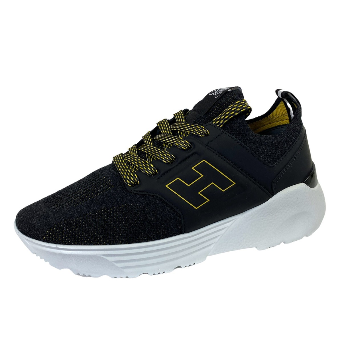 E11 sneaker uomo HOGAN H443 ACTIVE ONE tissue black/yellow shoes