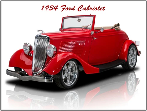 1934 Ford Cabriolet Hot Rod New Metal Sign: LARGE SIZE  12 X 16