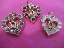 DIOR 3 ZIPPER PULL CHARM, PENDANT, GOLD tone metal PINK 24X20MM lot 3