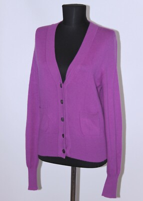 Repeat womens 100% cashmere purple jumper cardigan Size 38