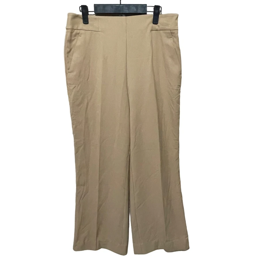 Jennifer Lopez Women's Tan Dress Pants Size 10 Wide Leg Beige Caramel Comfort - Image 2 of 4