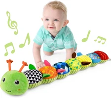 BabyToys Musical Caterpillar,Infant Stuffed Animal Toys with Crinkle and Rattles