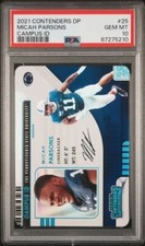 2021 Contenders Micah Parsons Campus ID Rookie RC #25 Cowboys PSA 10 SSP POP 3