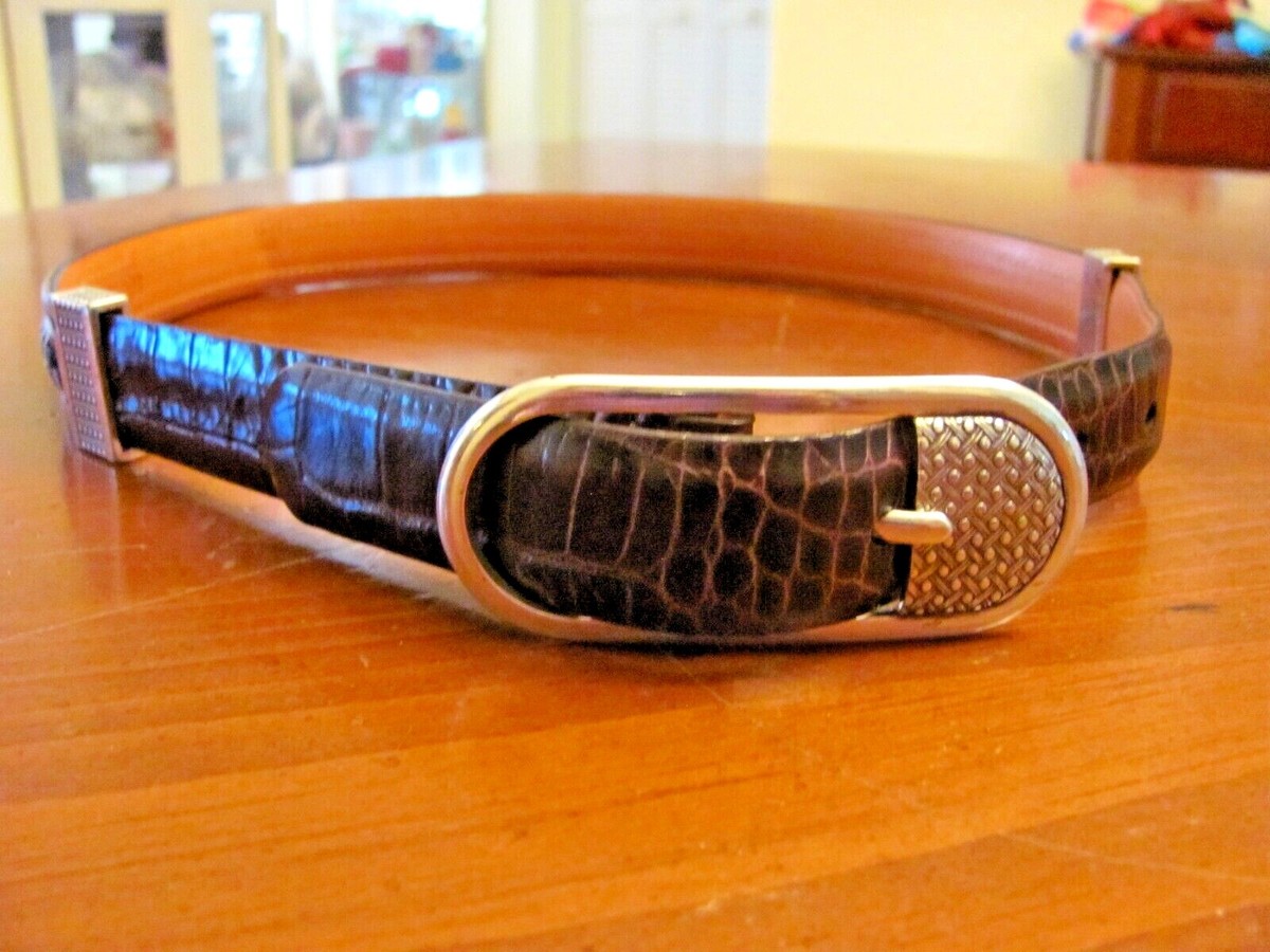 NWOT Brighton Silver Black Croco Leather Belt BRIGHTON M - Black Crocodile Embossed Leather Belt w Silver  main image 4
