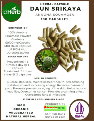 [idHerb] CAPSULES DAUN SRIKAYA ANNONA SQUAMOSA NATURAL ORGANIC HERBAL HERBS