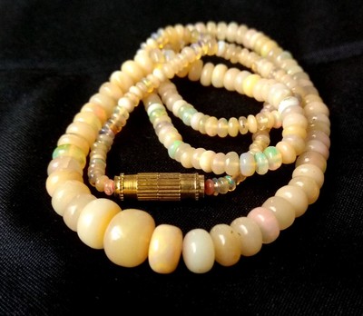 30 Carat 17 Smooth Beads Necklace Ethiopian Opal Beads Rainbow Fire Opal Natural Ethiopian Welo Fire Smooth Opal Beads Necklace
