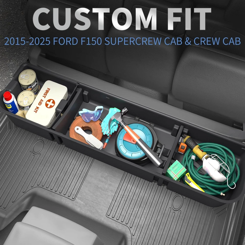 Underseat Storage Box for 2015-2025 Ford F-150 F150 Crew Cab 3-in-1 Organizer Foto 4 de 4