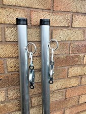 3mtr Twin Pack Galvanised Washing Line Post Clothes Pole Pulley & Cleat U.K Made