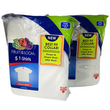 2 - New Sealed Fruit of the Loom 5 Boys Classic White Cotton T-shirts L 10-12