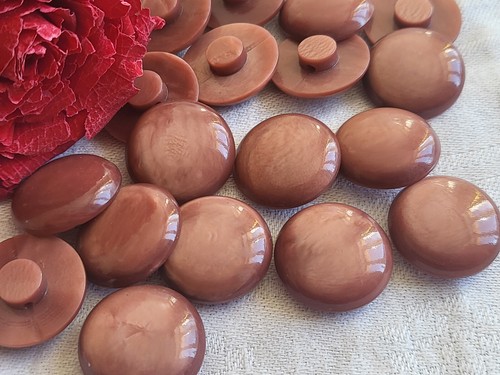 Lot De 10 Boutons Vintage Orange Saumon Veiné - 1,9 Cm - Courbés - Réf 1648