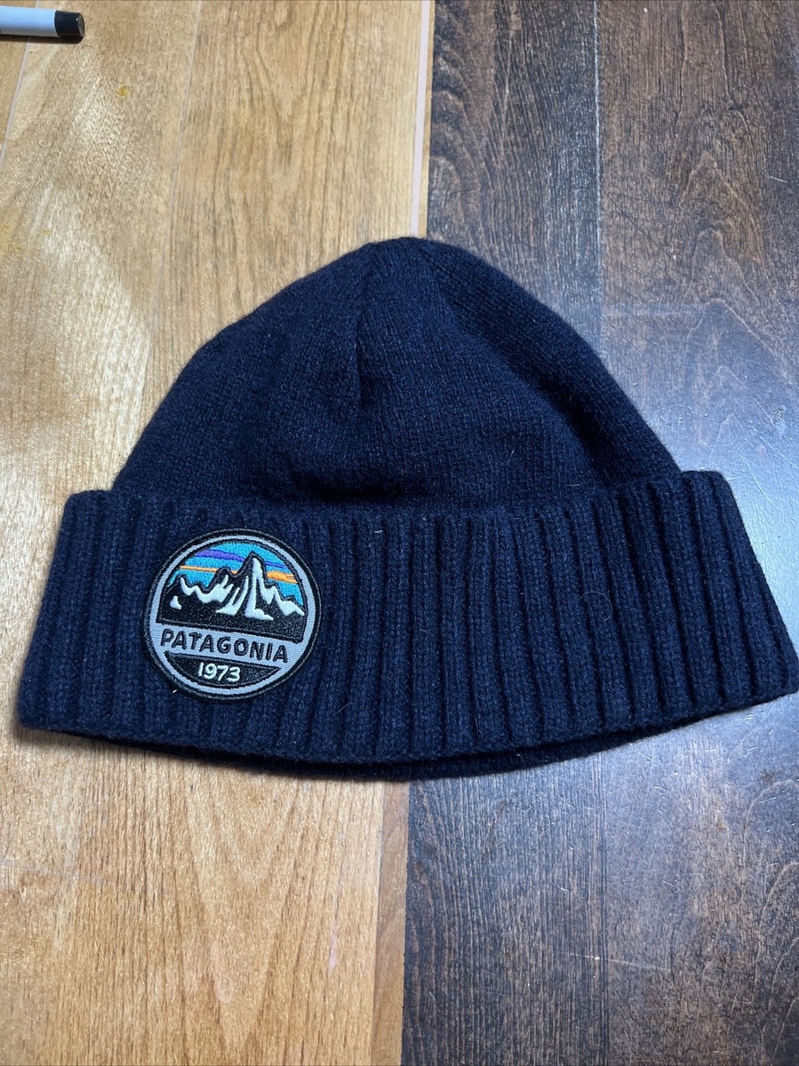 Patagonia Brodeo Beanie Fitz Roy Scope Navy Blue Wool Blend