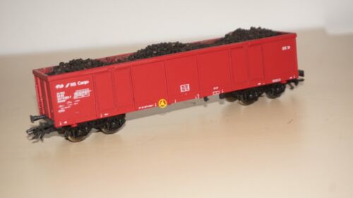 SK15/5] Lima 303300 H0 NS Cargo Eanos Highboard Carriage Red 000-7 with Carbon Load - Picture 1 of 5