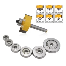 Rabbeting Router Bit 6 Bearings Router Bit Set 1/4 Shank 1/8"-1/2'' Adjustable