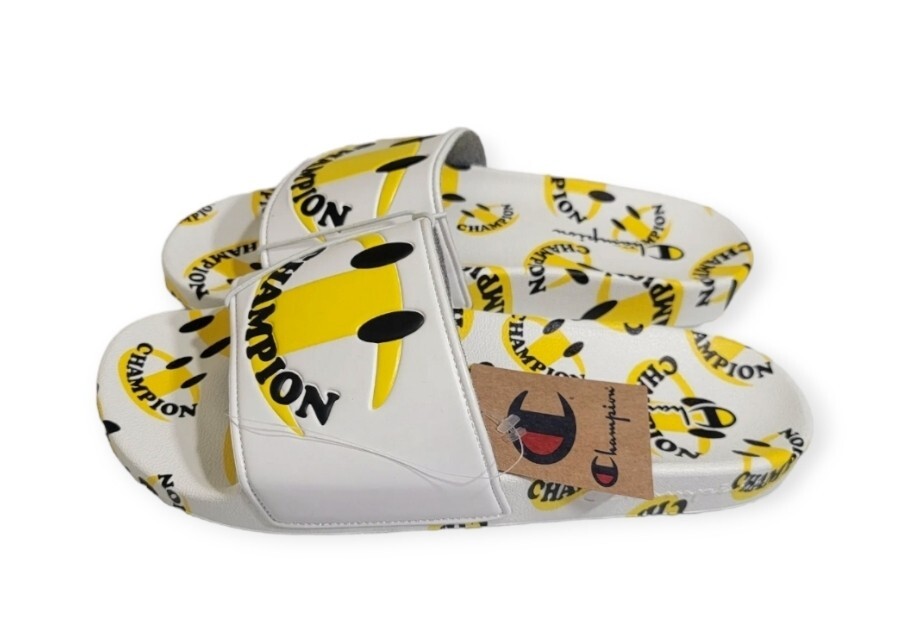 Champion IPO Smile Slides Sandals Mens Size 12 White Yellow  display picture 3