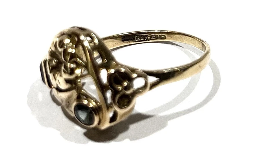 333/- 8kt Gold Ring, Amethyst, Turmalin, Muster, Gr. 60, Damen, guter Zustand - Bild 3 von 3