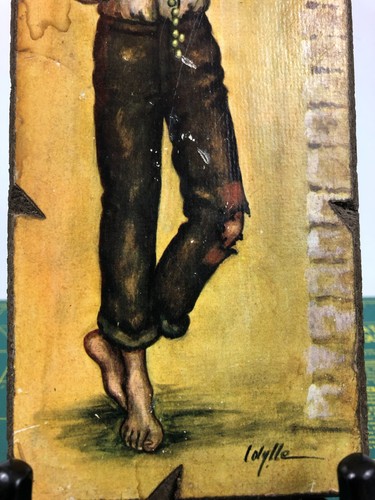 Idylle/Jolylle Big Eyed Boy Print 60s Vintage Wall Art Hanging MCM - 10" x 4" - Picture 2 of 8