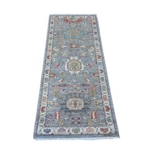 2'6" x 6' Gray Aryana North West Zoroastrian Hand Knotted Wool Runner Rug R88905