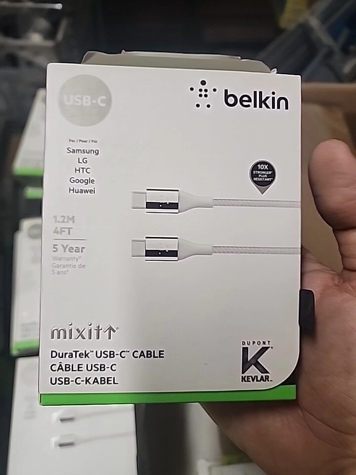 2-pack Belkin MixIt DuraTek Kevlar Gold USB-C to C 4' Ft Braided Charge Cable - Image 2 of 4