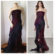 Pamella Roland Stunning Strapless Pleated Embellished Gown Size 4