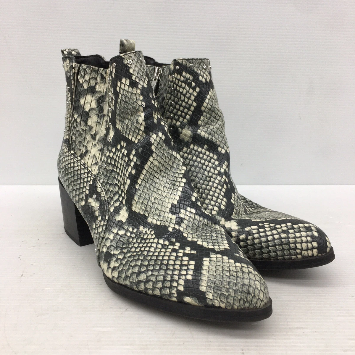 Sam Edelman Circus Gray Snake Python Print Side Zip Ankle Booties Boots Womens 9