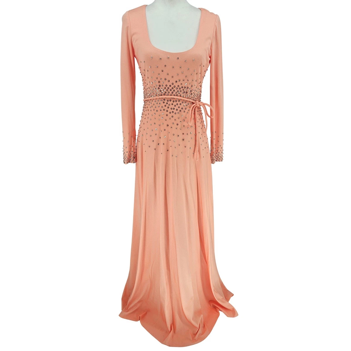 70s empire waist dress Vintage 70s Blood Orange Flutter Sleeve Maxi Dress