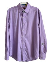 Robert Graham X Purple Flip Cuff Tailored Fit Long Sleeve Shirt Men's Large