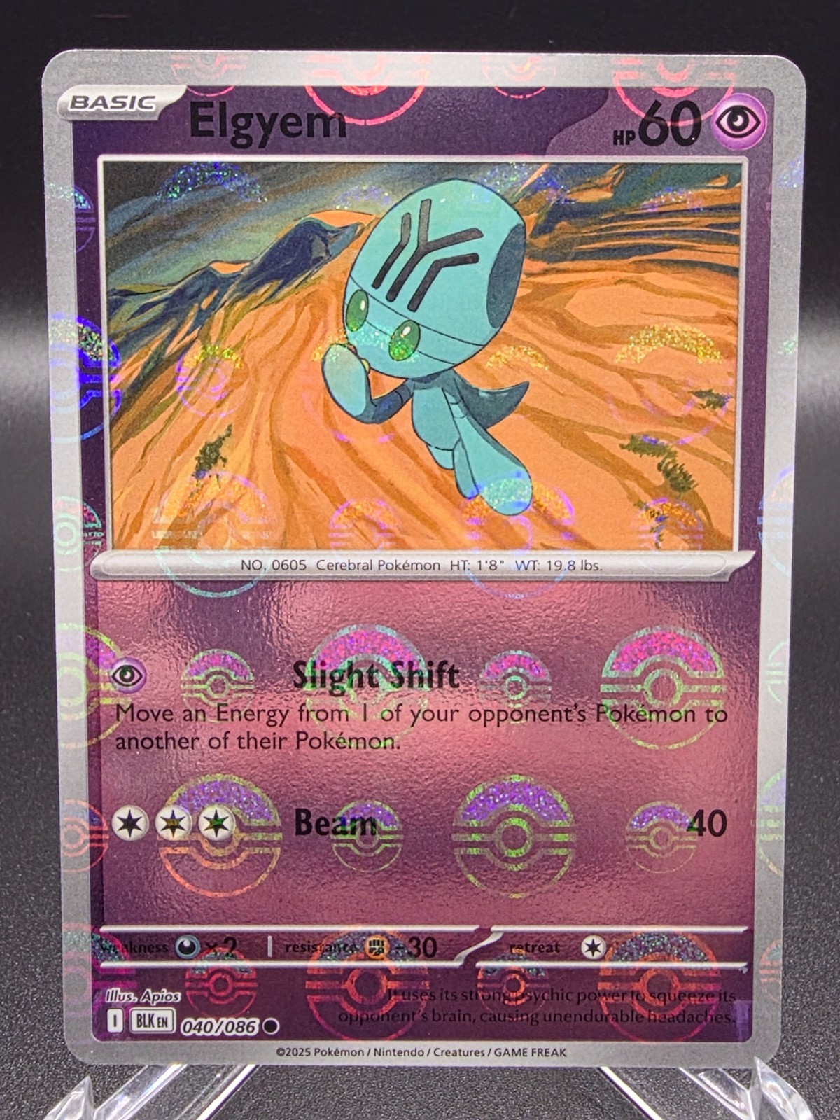 Pokémon Black Bolt Elgyem 040/086 (Pokeball Pattern) Holo NM