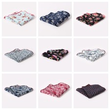 Men Cotton Flower Paisley Pocket Square Wedding Party Formal Handkerchief Hanky