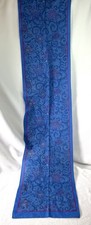 Vintage Royal Blue Silk Twill Scarf Floral Paisley Oblong Neck 12" x 52"