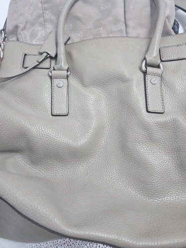 Borsa a tracolla Michael Kors Hamilton borsa tote in pelle grigia argento chiusura catena borsetta - Foto 6 di 12