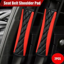 2x Red Car Seat Belt Cover Strap Pad Shoulder Comfort Cushion Car Accessories
