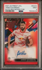 Josko Gvardiol 2021-22 Topps Finest UCL Rookie Auto Red #5/5 PSA 9 MT POP 1