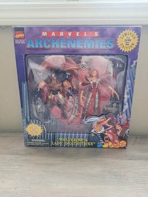 VTG NEW TOYBIZ 1997 MARVEL ARCHENEMIES WOLVERINE LADY DEATHSTRIKE FIGURES X-MEN