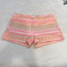 Crewcuts Kids shorts vibrant pink tan cream geometric pattern pockets SZ 14