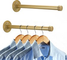 Wall Mounted Clothes Rack for Wardrobe, 2Pcs 14 Inch, Gold