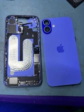iPhone 16 Plus Ultramarine Back Mid Frame OEM Housing Replacement WithBack Glass