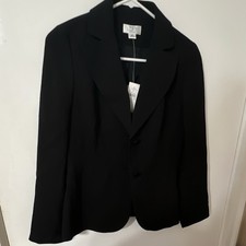 Ann Taylor LOFT Petites Black Lined Button Blazer Jacket Long Sleeve 2P