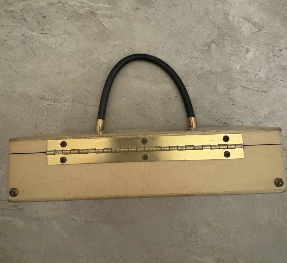 Bolso de mano vintage con caja de madera Enid Collins Lucky Ladybugs años 60 con espejo Foto 3 de 4