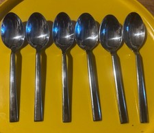 6 Place Soup Spoons Reed Barton R &B Addison Optima Stainless Flatware Heavy