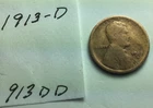 1913 - D ; Wheat Penny ; good condition # 913DD