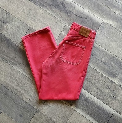 Levis Jeans 27 Red Ribcage Straight Ankle Button Fly High Rise Patch Pockets