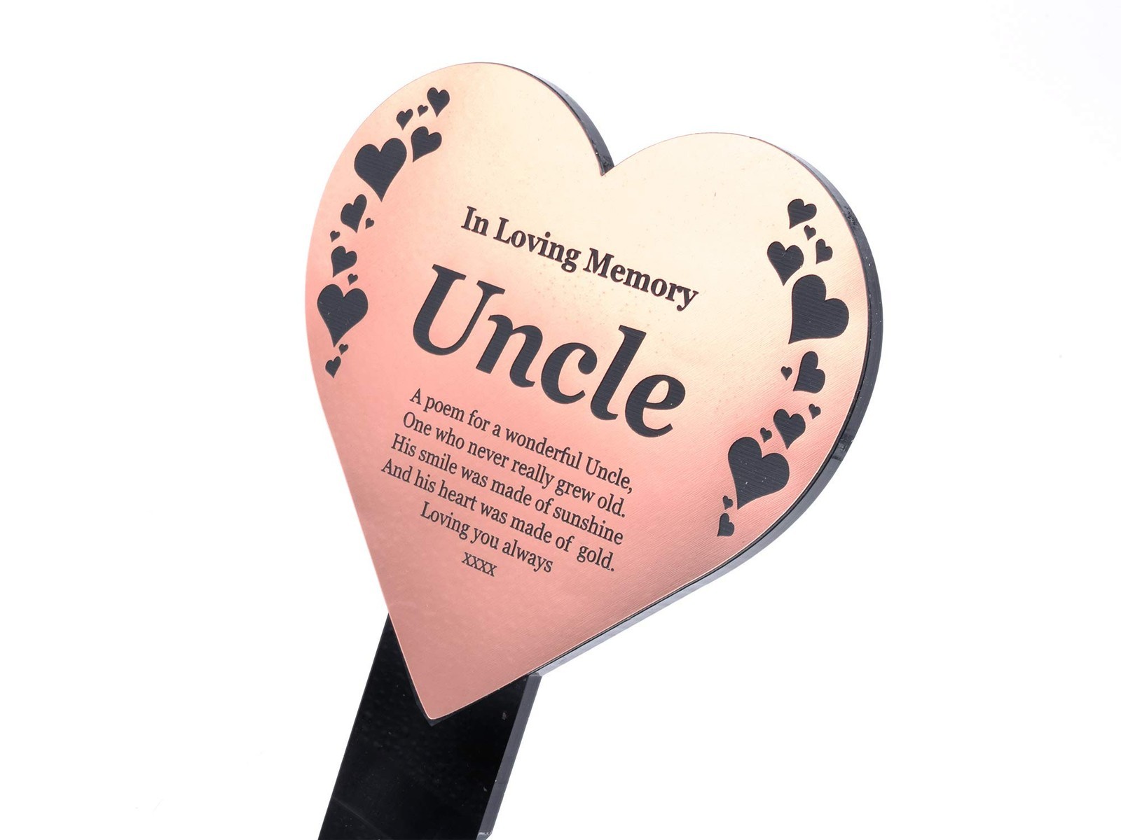 Copper Heart Memorial Plaque with Stake – Uncle Tribute Grave Marker