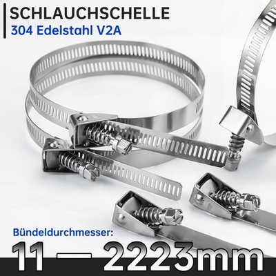 Schlauchschelle Rohrschelle Bandschelle 304 Edelstahl V2A mit Schnellverschluss