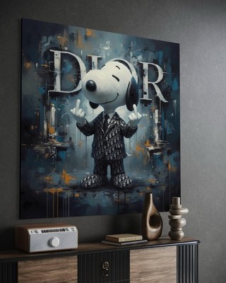 Snoopy Leinwand Bild Farbig Wandbild Cartoon Pop Art Frech Business The Peanuts 
