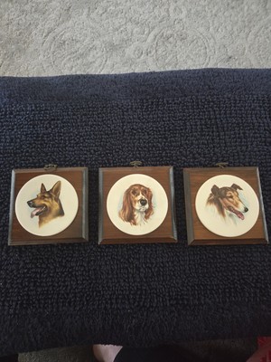Set Of Three Dog Wall Plagues Shephard,  Spaniel,  Collie 1979