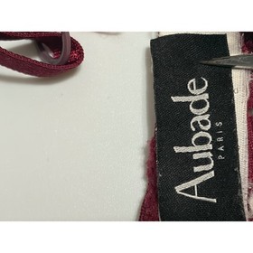 Aubade Paris Burgundy Lace Deep Plunge Bra 34C Wine Red Floral Mesh